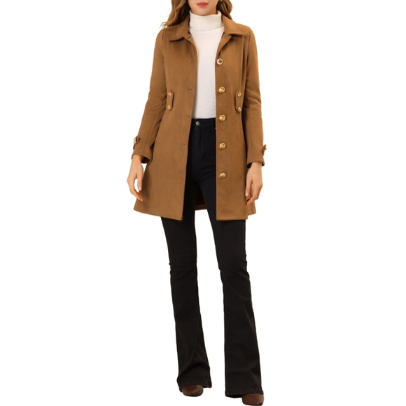 Faux Suede Mid-Thigh Belted Single Breasted Trench Coat Size Medium - Picture 6 of 9